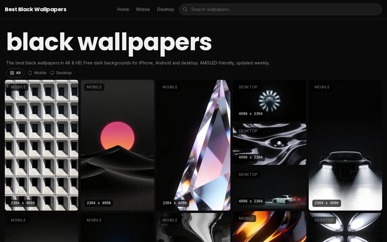 4K AI Only Black Wallpapers No Ads Free