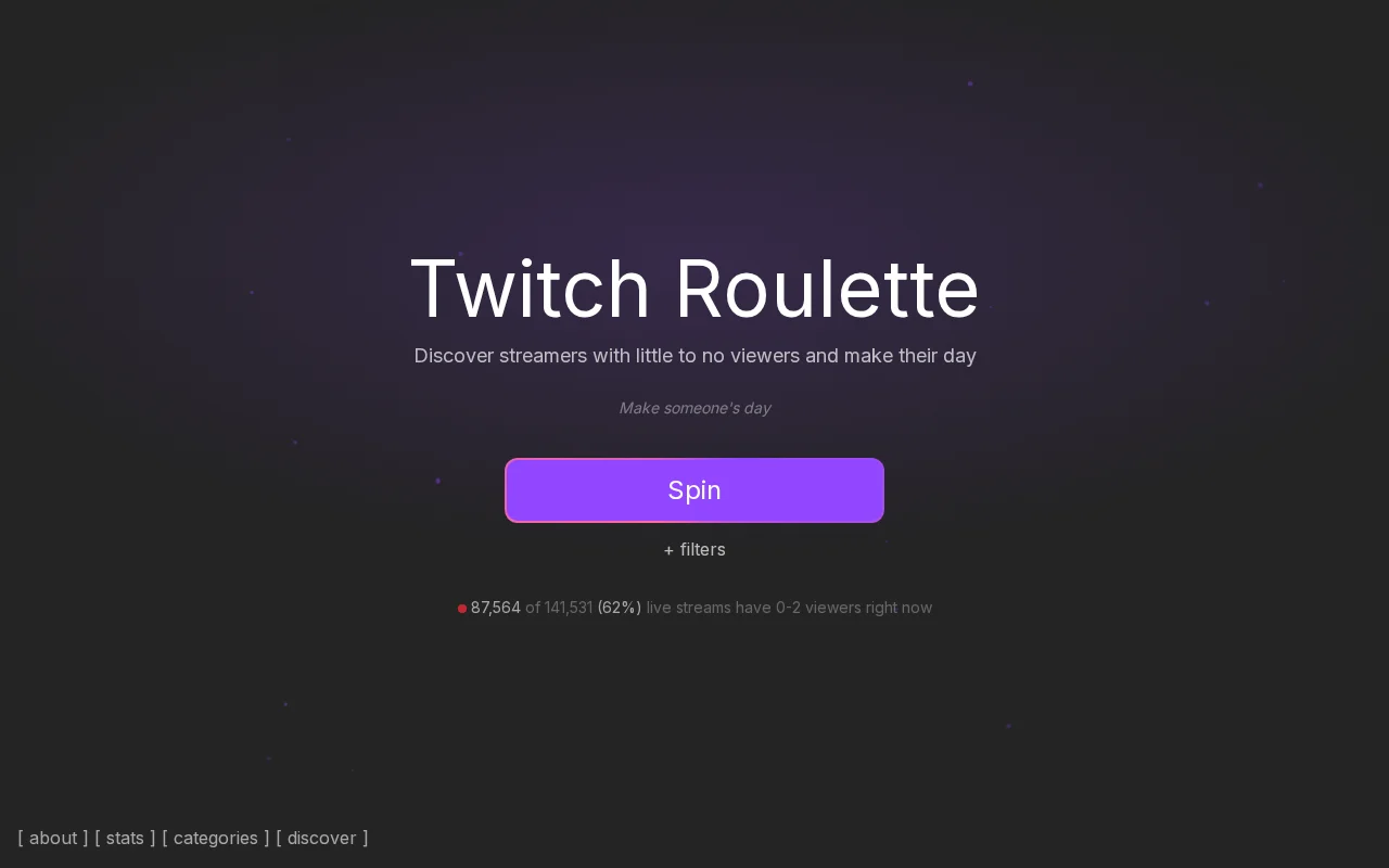 TwitchRoulette – Find live streamers who need views the most
