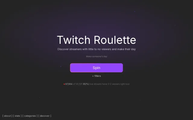 TwitchRoulette – Find live streamers who need views the most