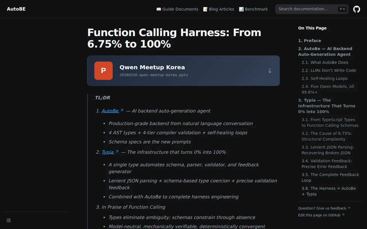 Qwen Meetup Presentation, Function Calling Harness, 6.75% to 100%