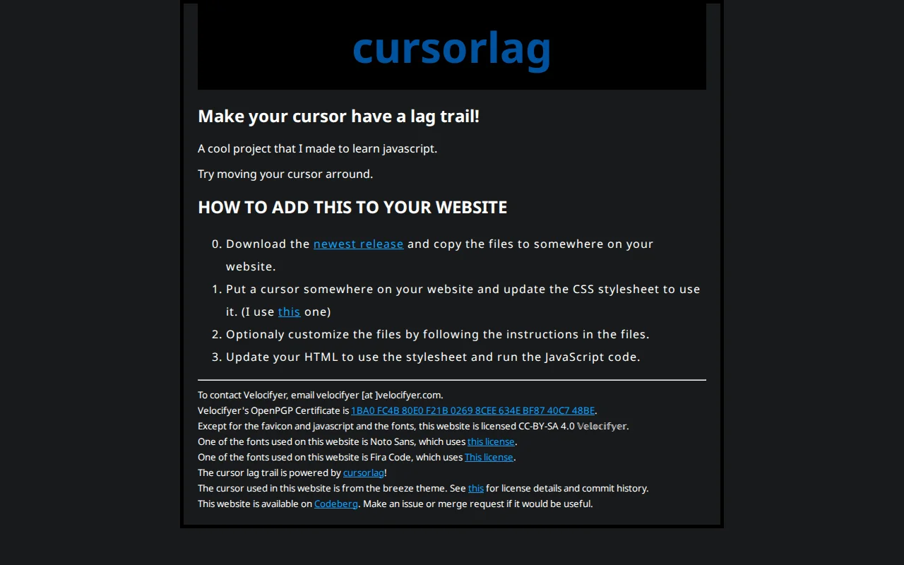 Cursorlag – add a lag trail to your cursor