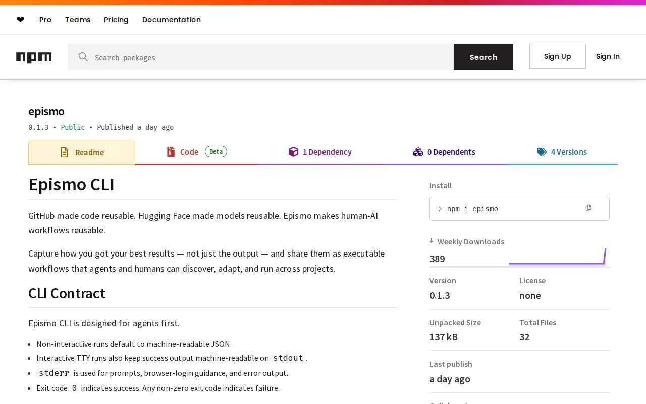 Epismo CLI – Make human-AI workflows reusable, like GitHub did for code