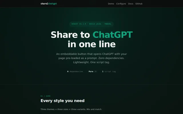 Share2ChatGPT Widgets / Buttons