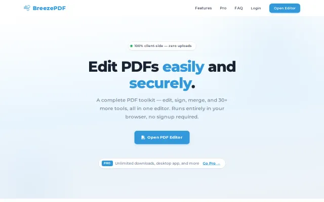 Free, in-browser PDF editor