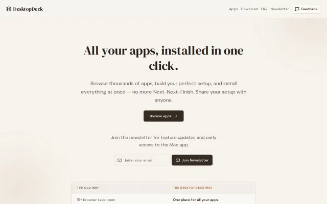 Create setups, deploy and share them