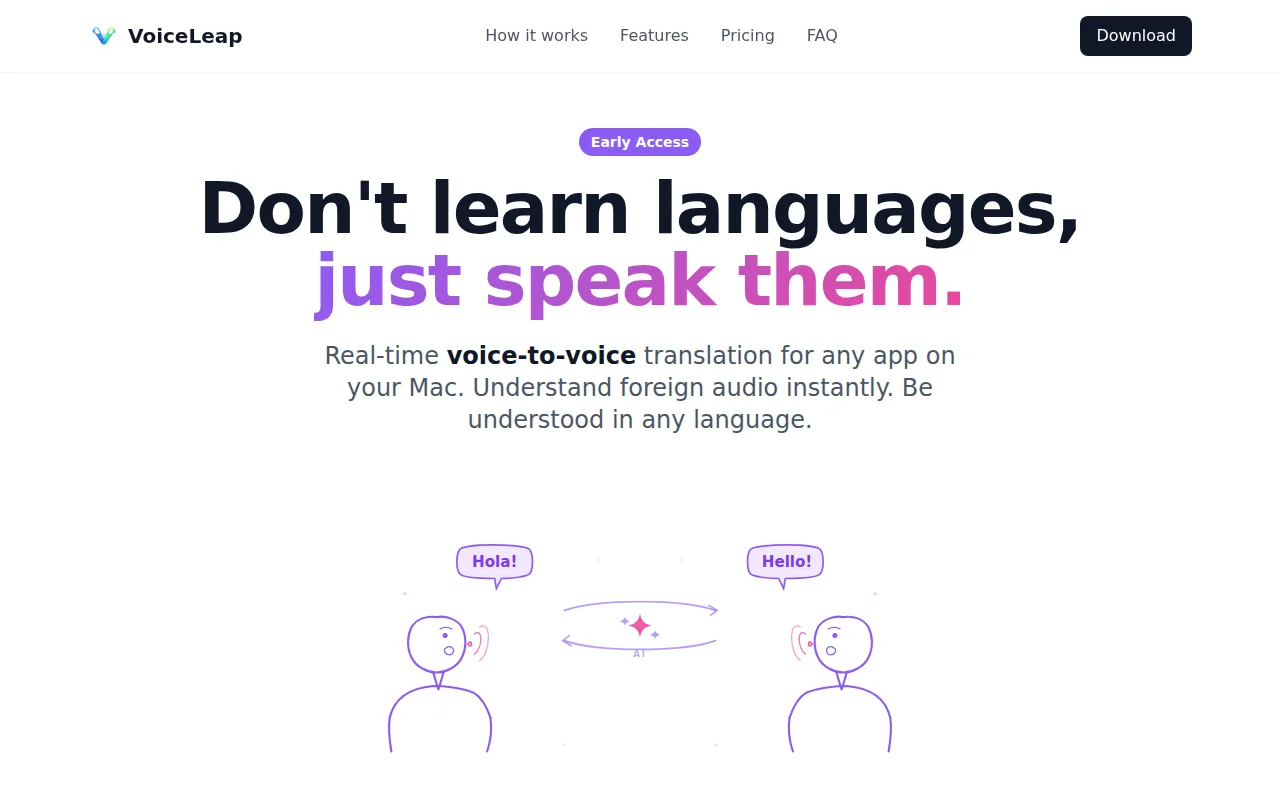 Real-time voice-to-voice translation for any app on macOS