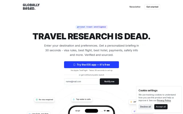 Travel app that replaces trip research with a 30s briefing (TestFlight)