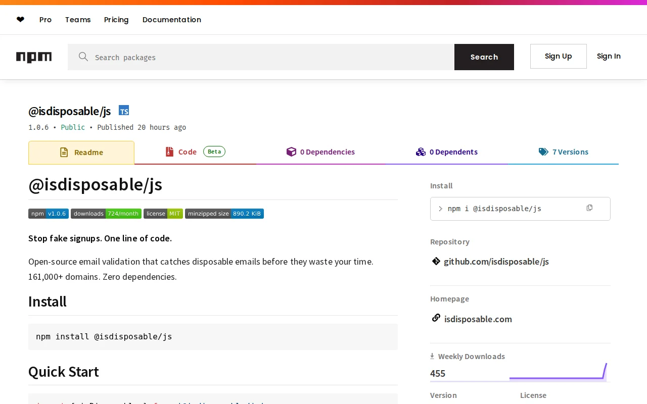 IsDisposable – Open-source disposable email detection (160K+ domains)