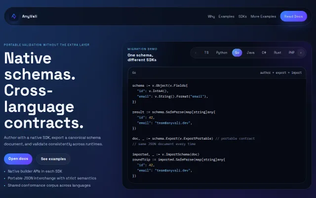 AnyVali – Validation library that works the same across 10 languages