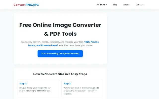ConvertPNG2JPG – A 100% free, client-side image and PDF converter