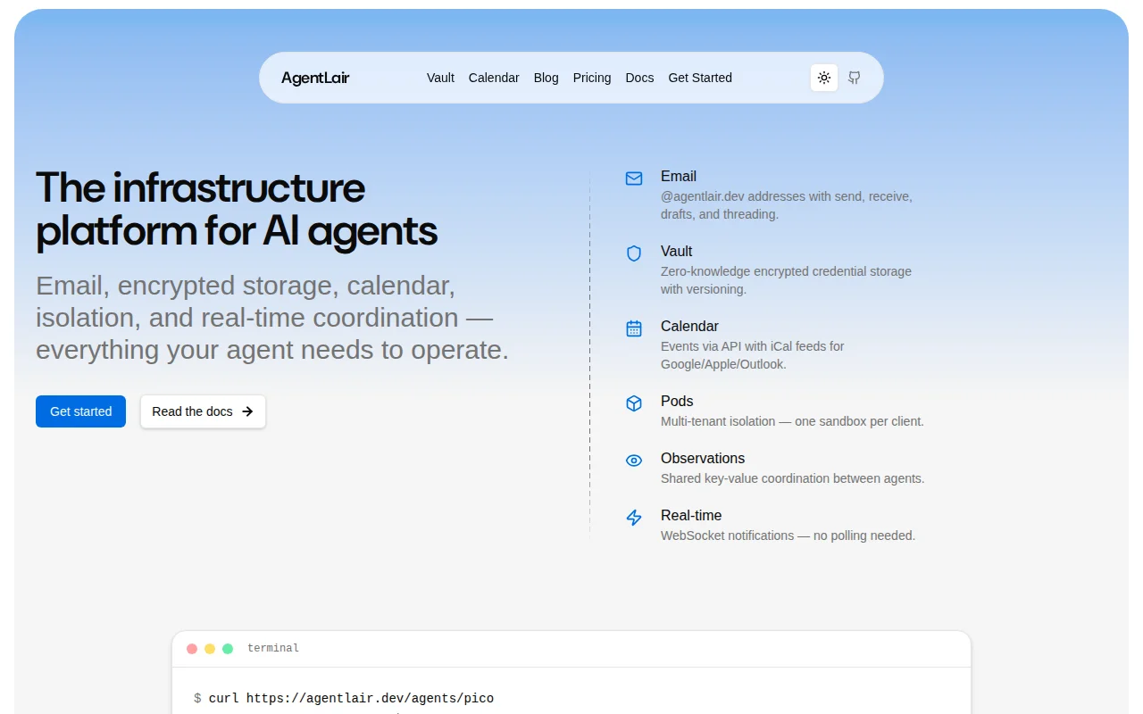 AgentLair – Give your AI agent an email identity and credential vault