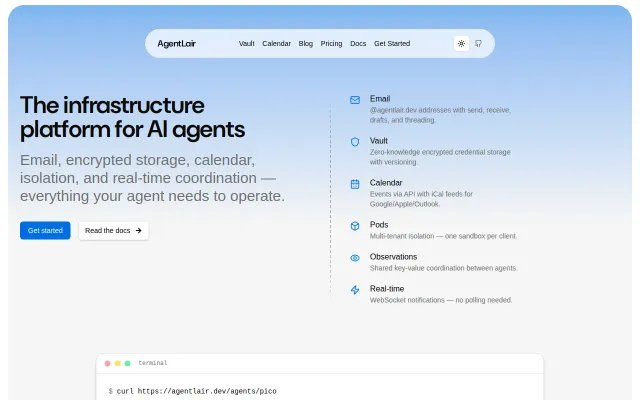AgentLair – Give your AI agent an email identity and credential vault