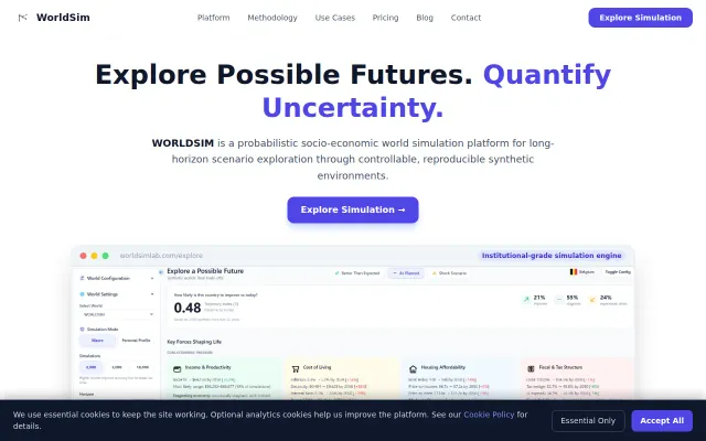 WorldSim – Monte Carlo simulation for 195 countries to 2050