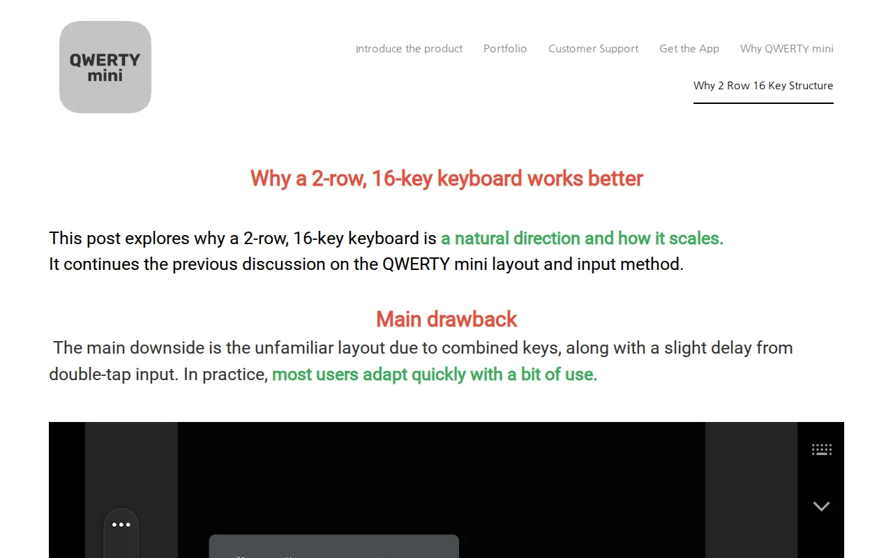 QWERTY mini Pro – Why a 2-row, 16-key keyboard works better