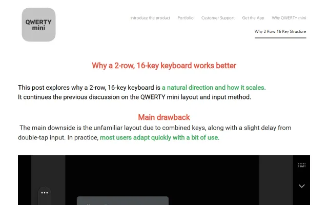 QWERTY mini Pro – Why a 2-row, 16-key keyboard works better