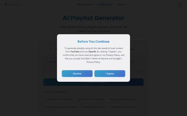 AI Playlist Generator for YouTube