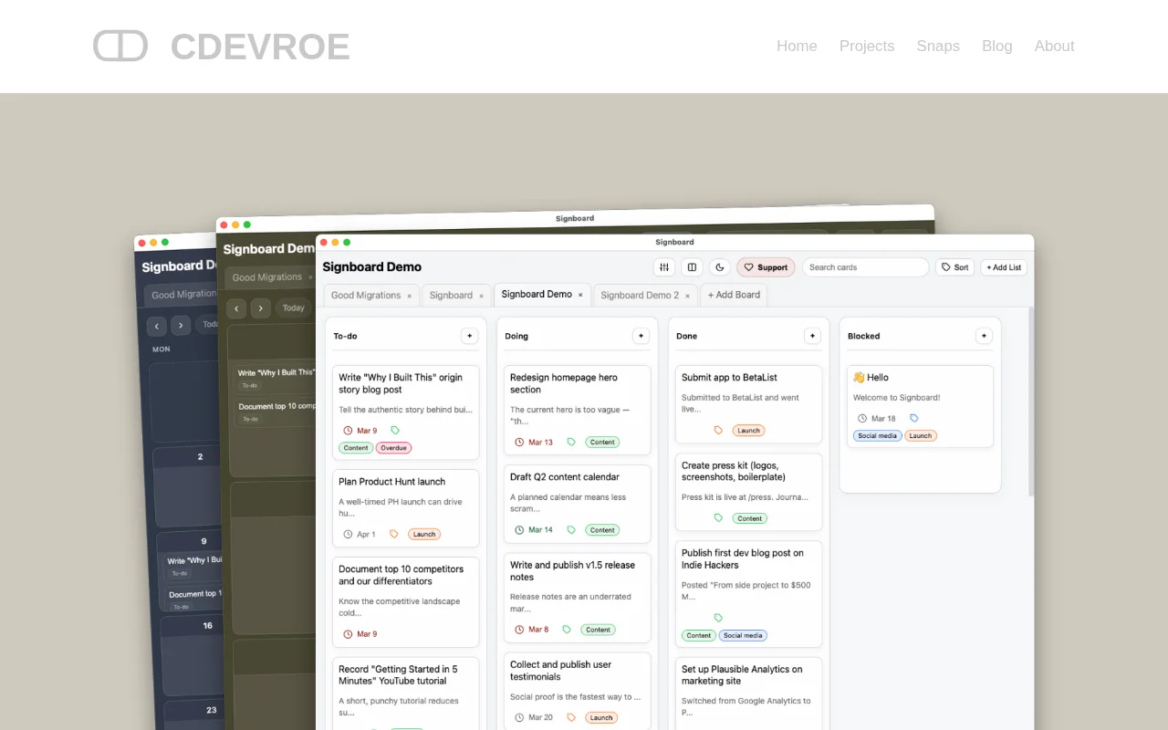 Signboard – Kanban app lists are folders and cards are Markdown files