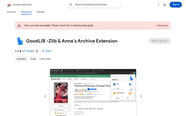 An extension that opens any Goodreads book in anna's or Zlib in a click