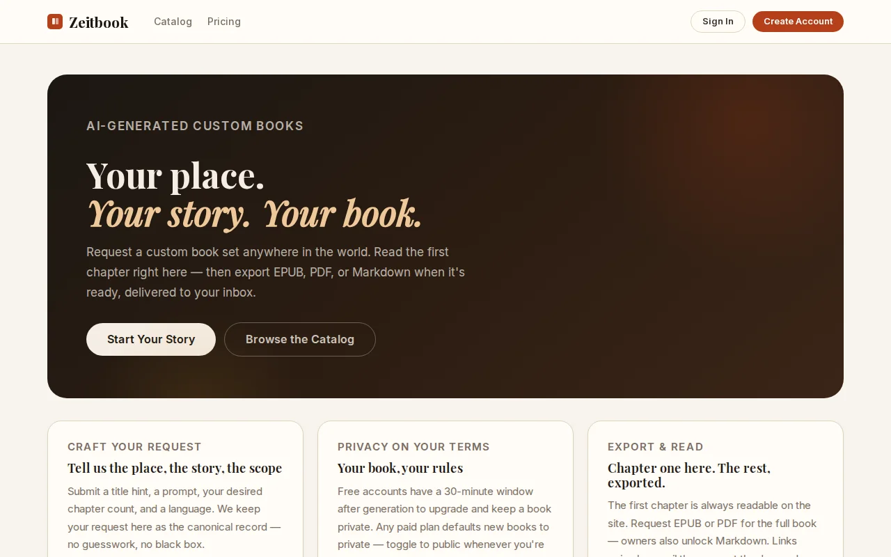 I vibe coded Zeitbook – create custom books from any idea