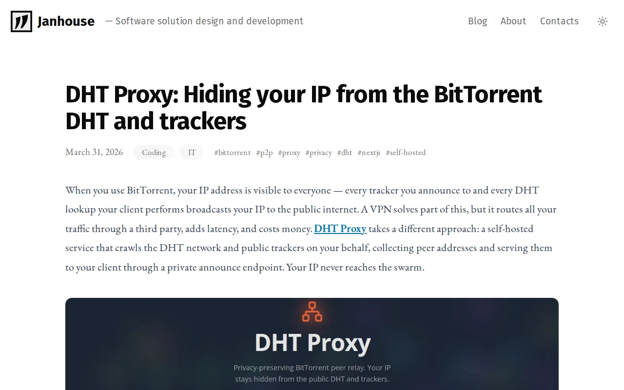 BitTorrent DHT Proxy – hiding your IP from DHT and trackers