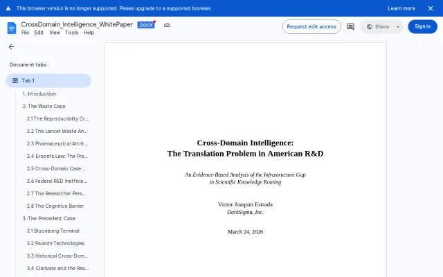 Cross Domain Intelligence – The Translation Problem in American R&D