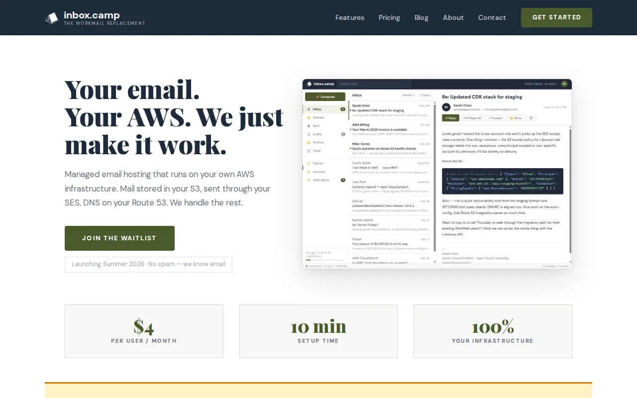 Inbox.camp, AWS WorkMail Replacement