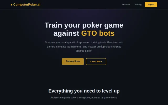 Computerpoker.ai – Learn GTO tournament poker strategy vs. GTO bots