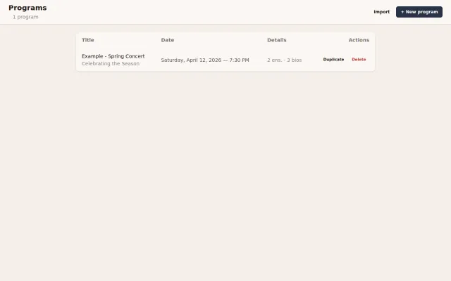 Create Programs for Recitals