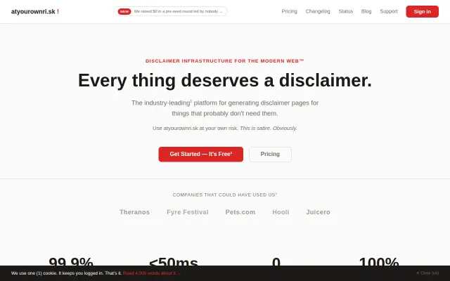 At Your Own Risk – Disclaimer pages for things that don't need them