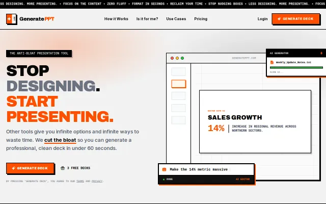 Generateppt, an anti-bloat presentation tool