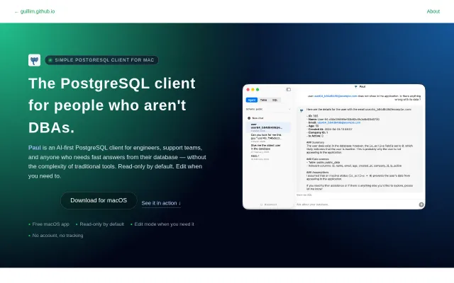 AI-first PostgreSQL client for Mac
