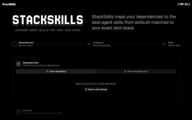 StackSkills – suggest agent skills from package.json