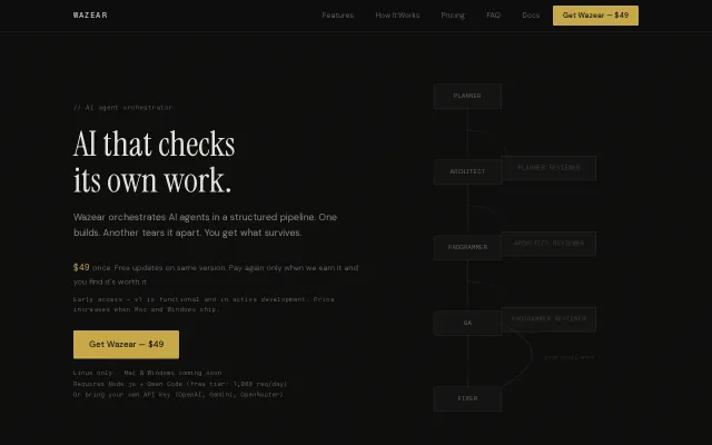 Wazear – A visual AI orchestrator where agents review each other