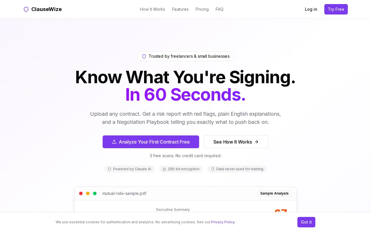 ClauseWize – Upload a contract, get risk score and negotiation language