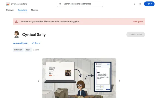 Cynical Sally Sidekick Right in the Browser as a Chrome Extension