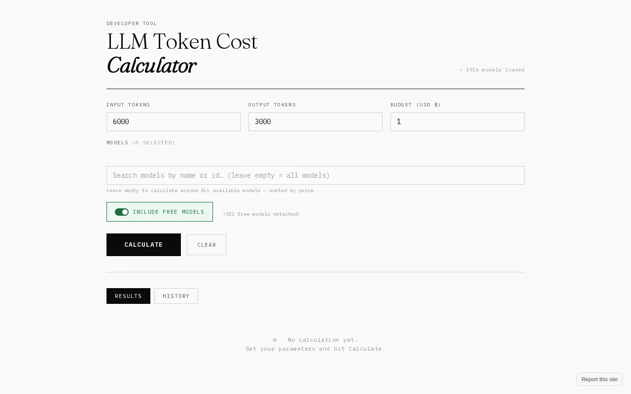 LLM Token Cost Calculator
