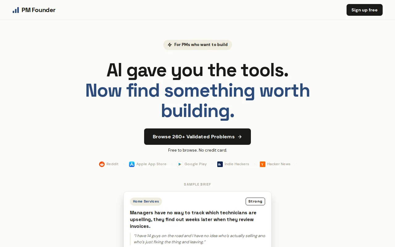 PMFounder – Problem discovery for PMs who want to build