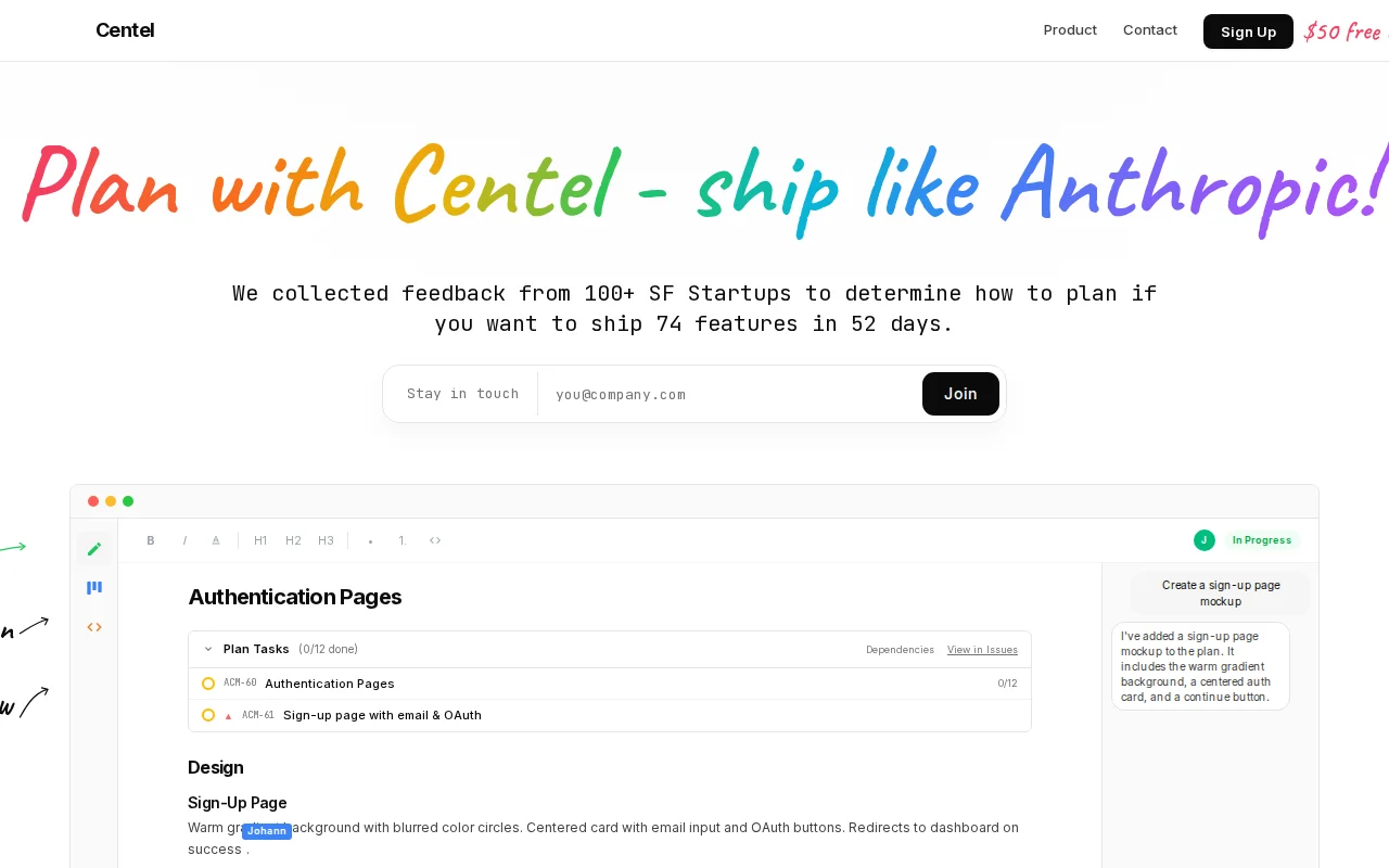 Plan with Centel – ship like Anthropic