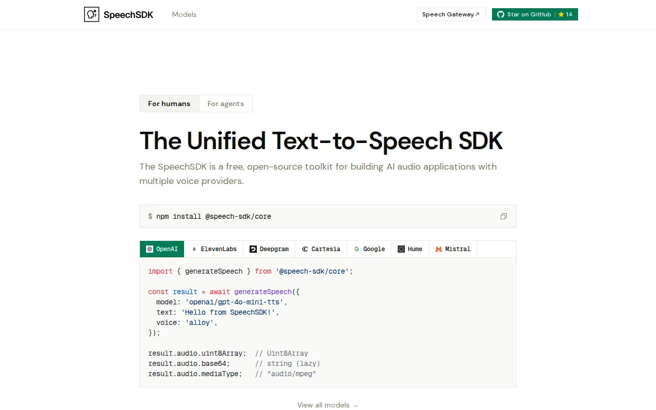 SpeechSDK – free, open-source SDK that unifies all AI voice models