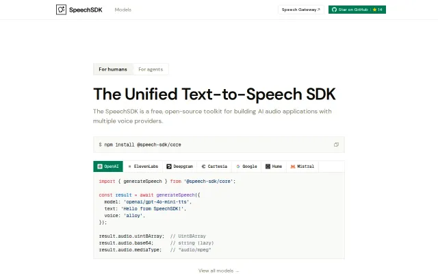 SpeechSDK – free, open-source SDK that unifies all AI voice models