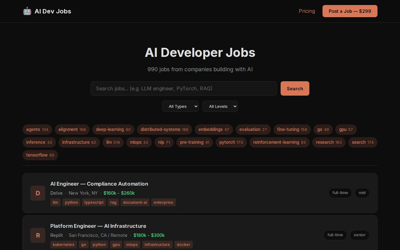 AI Dev Board – Job Board for AI Developers with a Full REST API