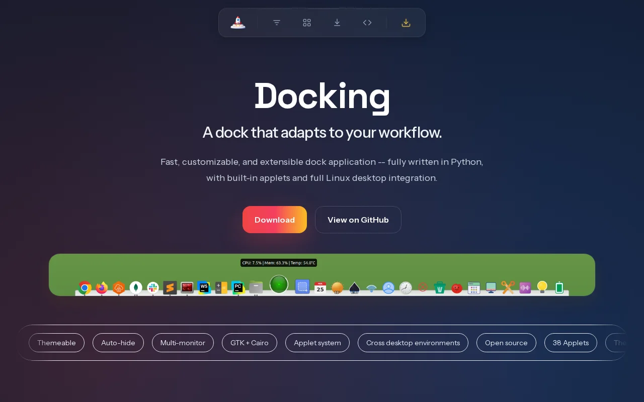 Docking – extensible Linux dock in Python