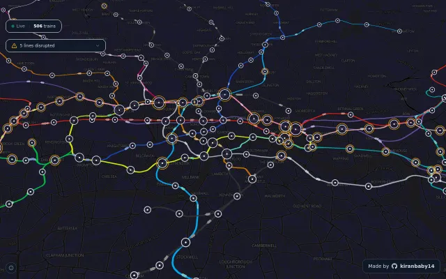 Real-time 3D London Underground trains using the TFL API