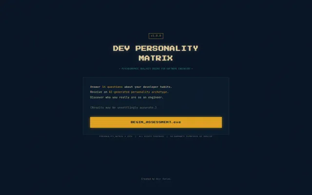 Dev Personality Test