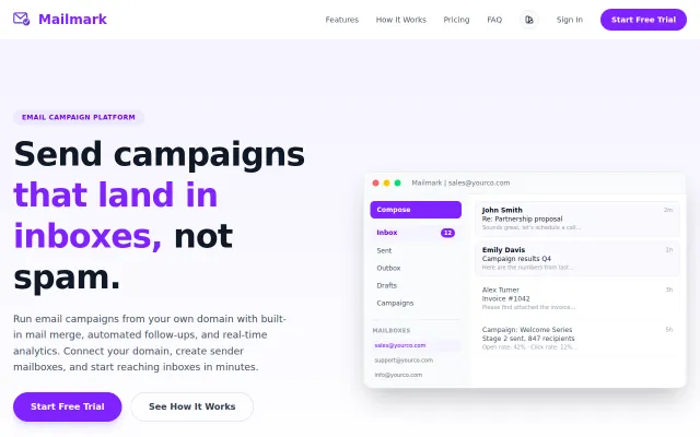 MailMark – Cold email tool where you own your domain and mailboxes