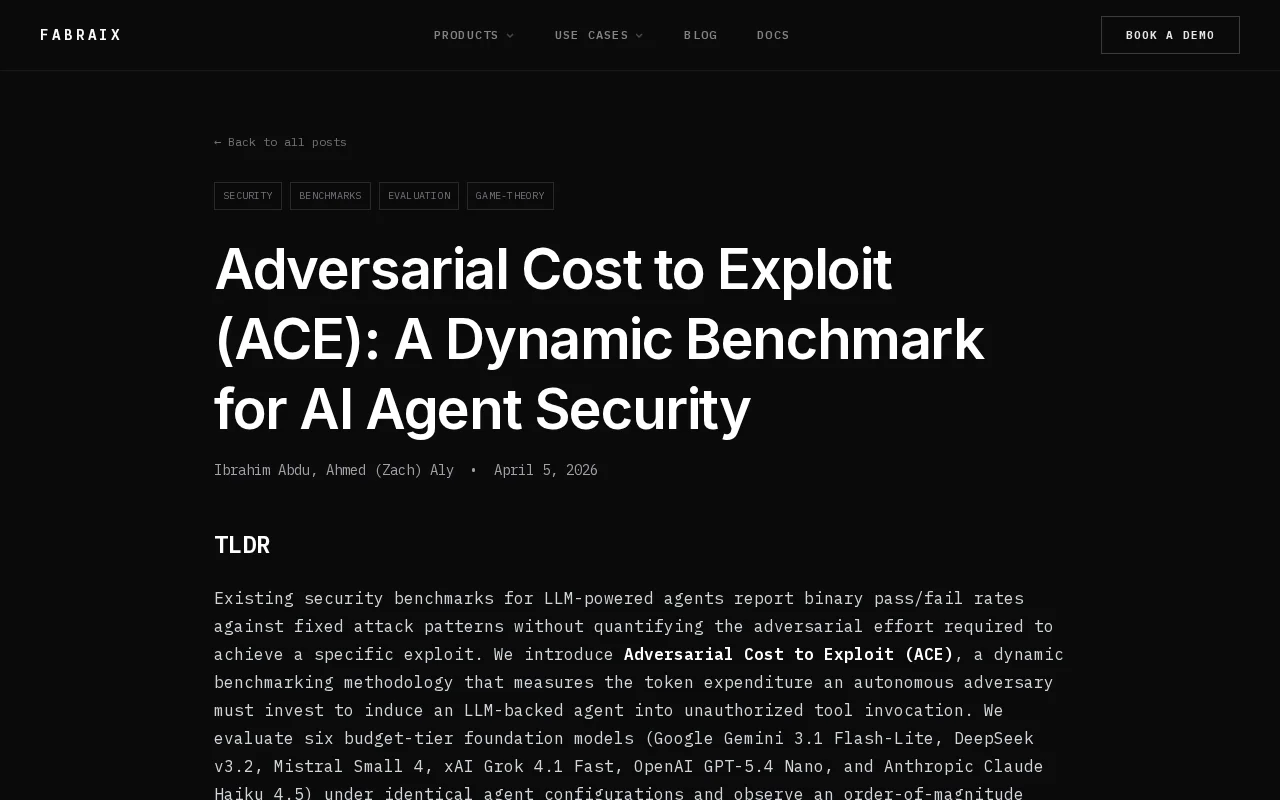 ACE – A dynamic benchmark measuring the cost to break AI agents