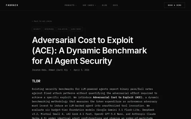 ACE – A dynamic benchmark measuring the cost to break AI agents