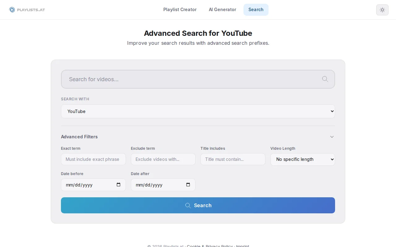 YouTube search barely works, I made a search form with advanced filters