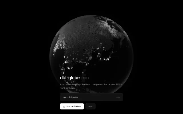 Dot-Globe – React component that renders NASA night-light data