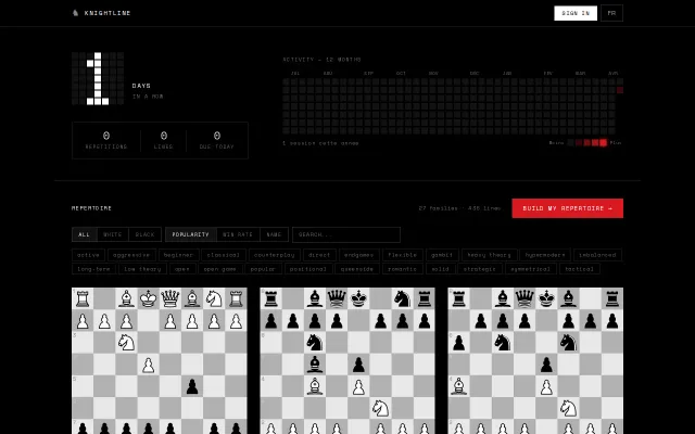 Knightline: Chess opening trainer with SM-2 spaced repetition